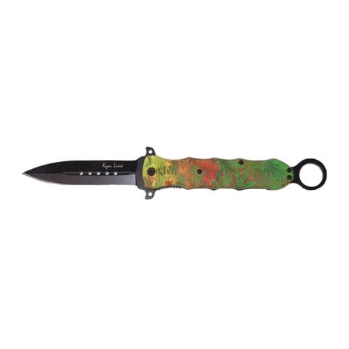 Couteau foliage fluo avec boucle et lame 10cm - clip ceinture